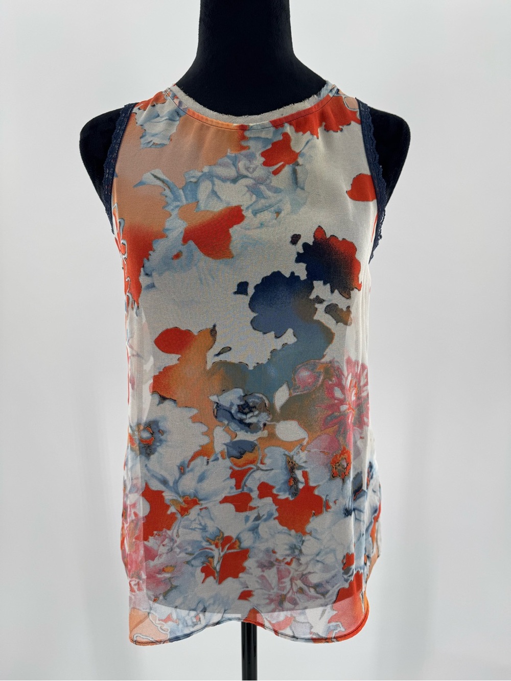 Simply Vera Vera Wang Sheer Floral Watercolor Blouse Size XS